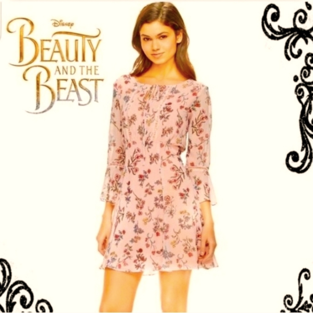 Disney Beauty & the Beast flowy pink peasant dress size Medium
